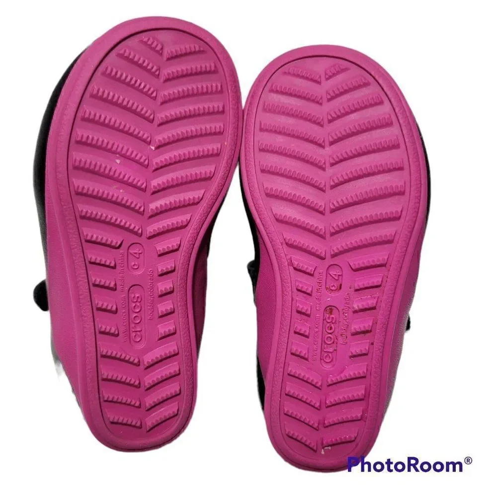 Crocs Toddler Shoes Girls Size C4 Mackenzie Mary Jane Black Magenta Pink Purple‎